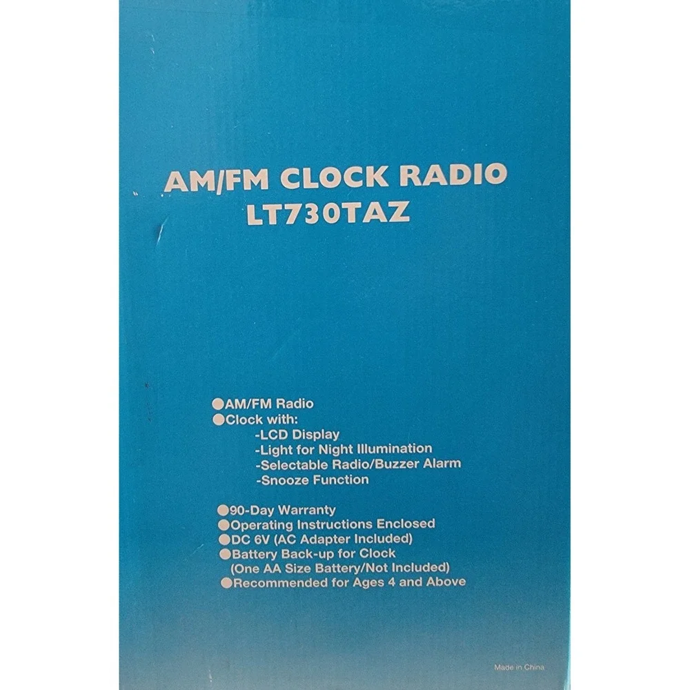 1997 Taz Tazmanian Devil Looney AM/FM Radio Toshiba Alarm Clock Retro New